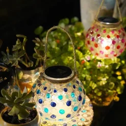 Bright Accents Beleuchtung-Solarlaterne mit Punkten – dekoratives Gartenlicht