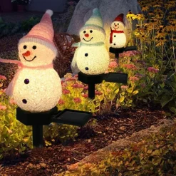 Bright Accents Beleuchtung-Solar-Schneemann-Weihnachtsdekoration – Weihnachtslicht für draußen