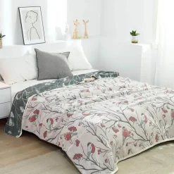 Wrap u0026 Relax Bettzeug-Sommerdecke aus Baumwollgaze – weicher Überwurf mit Blumenmuster für das Schlafsofa