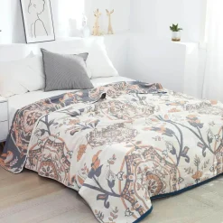 Wrap u0026 Relax Bettzeug-Sommerdecke aus Baumwollgaze – weicher Überwurf mit Blumenmuster für das Schlafsofa