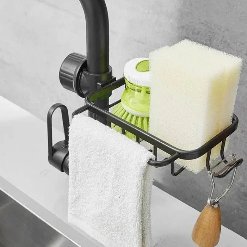 Tom Küche & Esszimmer-Space Aluminium Spülbecken-Abflussregal – Stilvoller Wasserhahn-Organizer für Küche und Bad