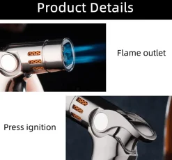 The Outdoor Vault Camping-Werkzeuge|Outdoor-Artikel-Space Rocket Turbo Feuerzeug - Windfestes Metallfeuerzeug