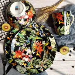 Feast u0026 Flair Küche & Esszimmer-Spanisches Blumen-Porzellan-Geschirrset - Teller, Schüsseln, Tassen, Dessertteller