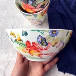 Feast u0026 Flair Küche & Esszimmer-Spanisches Blumen-Porzellan-Geschirrset - Teller, Schüsseln, Tassen, Dessertteller