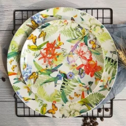 Feast u0026 Flair Küche & Esszimmer-Spanisches Blumen-Porzellan-Geschirrset - Teller, Schüsseln, Tassen, Dessertteller