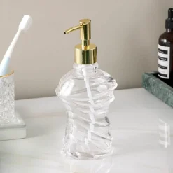 The Bath Nook Badezimmer-Spiral Glass Soap Dispenser - Decorative Bathroom Accessory