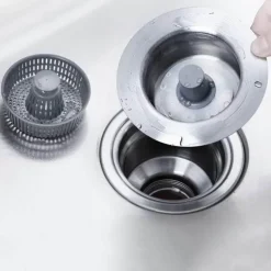 Space Savvy Küche & Esszimmer-Spülbeckensieb aus Edelstahl – Geruchskontroll-Abflussschutz
