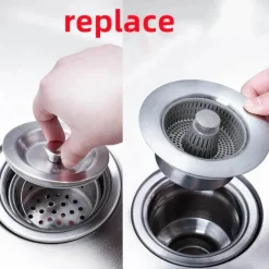 Space Savvy Küche & Esszimmer-Spülbeckensieb aus Edelstahl – Geruchskontroll-Abflussschutz