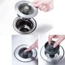 Space Savvy Küche & Esszimmer-Spülbeckensieb aus Edelstahl – Geruchskontroll-Abflussschutz