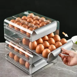 Space Savvy Küche & Esszimmer-Stapelbare Eieraufbewahrungsbox mit großem Fassungsvermögen – Organizer