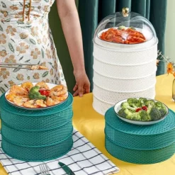 Space Savvy Küche & Esszimmer-Stapelbare mehrschichtige Lebensmittelabdeckung - Schutz für die Lebensmittelaufbewahrung