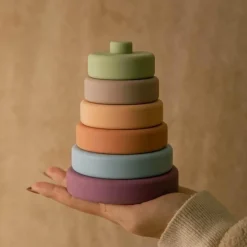 The Decor Haven Babyspielzeug-Stapelblöcke aus Silikon für Babys – Konstruktionsspielzeug