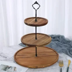 Tom Küche & Esszimmer-23-stöckiger Tortenständer aus Holz – Elegantes Dessert-Präsentationsregal