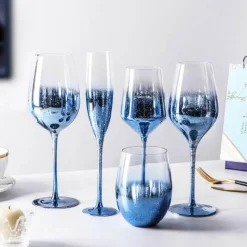 Plates u0026 More Küche & Esszimmer-Sternenblaues Kelchset – Elegante Weingläser für Cocktails, Champagner, Whisky