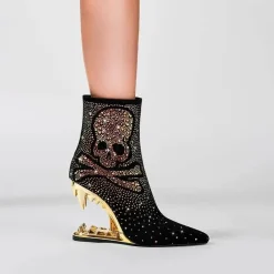 Damen Wilderness Haven Damenschuhe-Strass-Totenkopf High Heels - Tiger Gleam Fashion Footwear