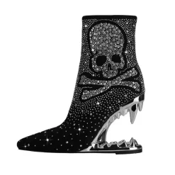 Damen Wilderness Haven Damenschuhe-Strass-Totenkopf High Heels - Tiger Gleam Fashion Footwear