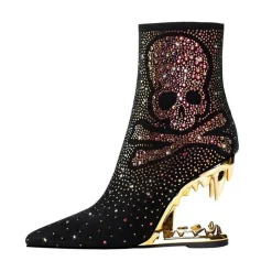 Damen Wilderness Haven Damenschuhe-Strass-Totenkopf High Heels - Tiger Gleam Fashion Footwear
