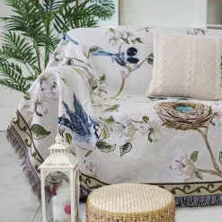 Snug u0026 Soft Bettzeug-Strickdecke mit Blumen und Vögeln – Moderne Winterdecke