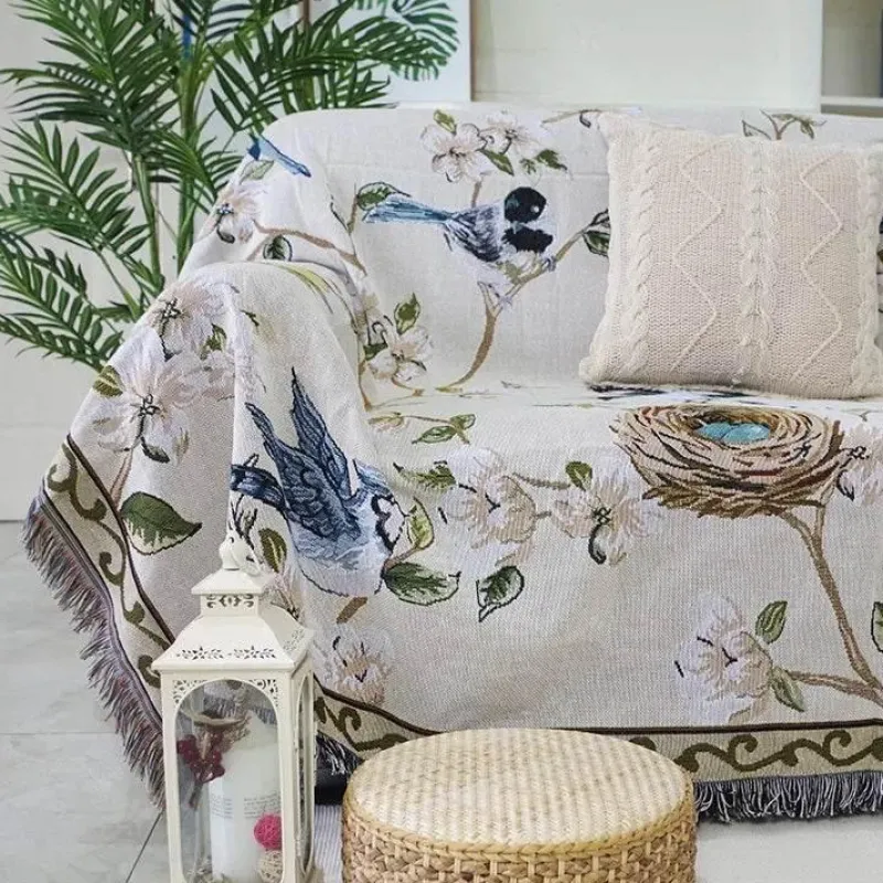 Snug u0026 Soft Bettzeug-Strickdecke mit Blumen und Vögeln – Moderne Winterdecke