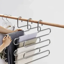 Room to Spare Aufbewahrung Und Organisation-5-stufiger Hosenbügel aus Edelstahl – S-förmiger, rutschfester, platzsparender Organizer