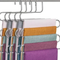 Room to Spare Aufbewahrung Und Organisation-5-stufiger Hosenbügel aus Edelstahl – S-förmiger, rutschfester, platzsparender Organizer