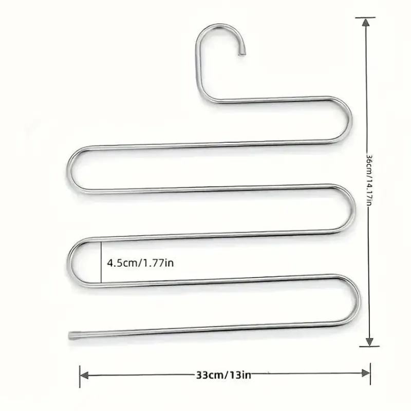 Room to Spare Aufbewahrung Und Organisation-5-stufiger Hosenbügel aus Edelstahl – S-förmiger, rutschfester, platzsparender Organizer