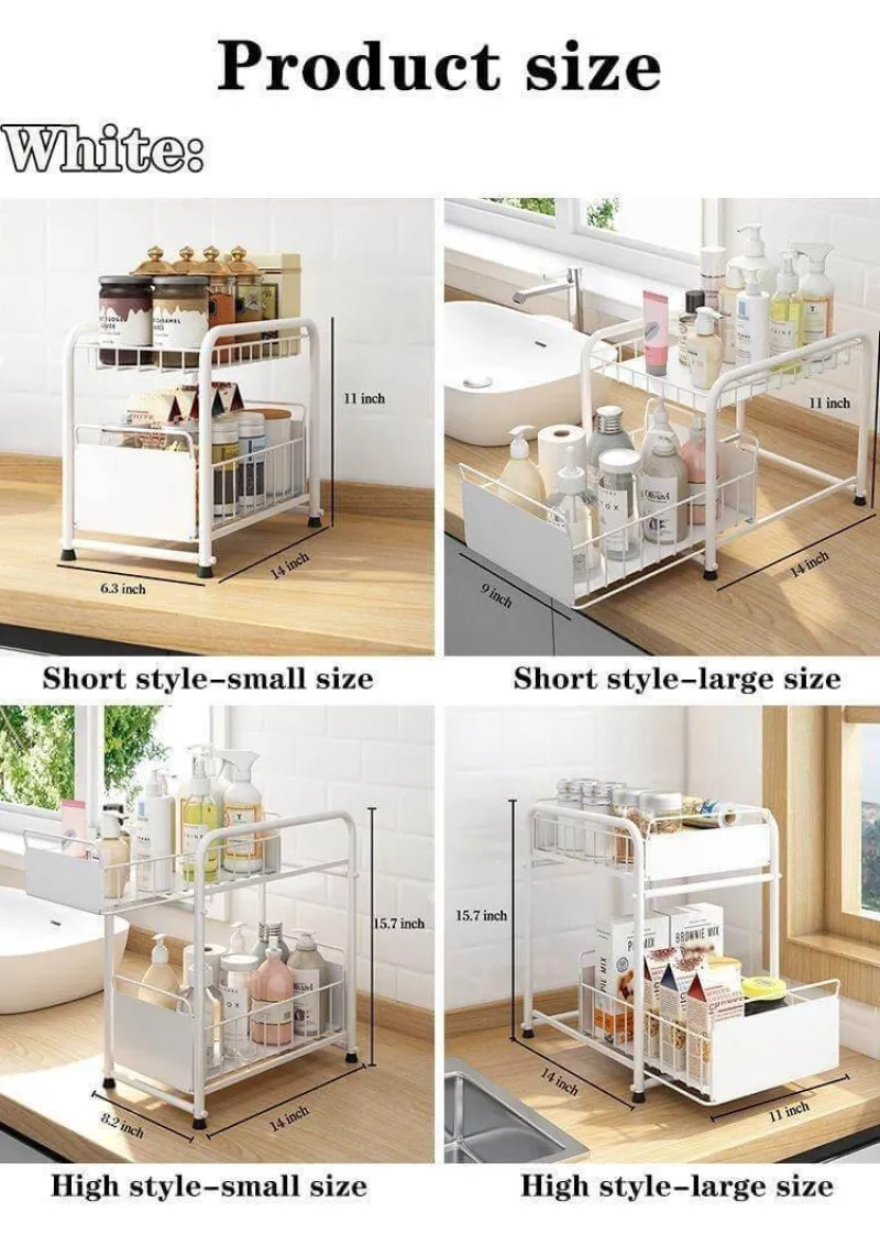 The Decor Haven Küche & Esszimmer-2-stufiger Küchen-Organizer – Ausziehbare Schubladen
