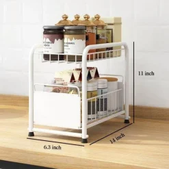 The Decor Haven Küche & Esszimmer-2-stufiger Küchen-Organizer – Ausziehbare Schubladen