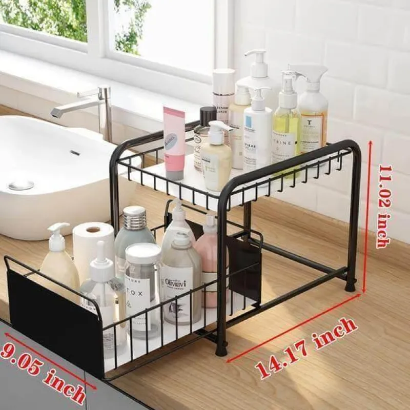 The Decor Haven Küche & Esszimmer-2-stufiger Küchen-Organizer – Ausziehbare Schubladen