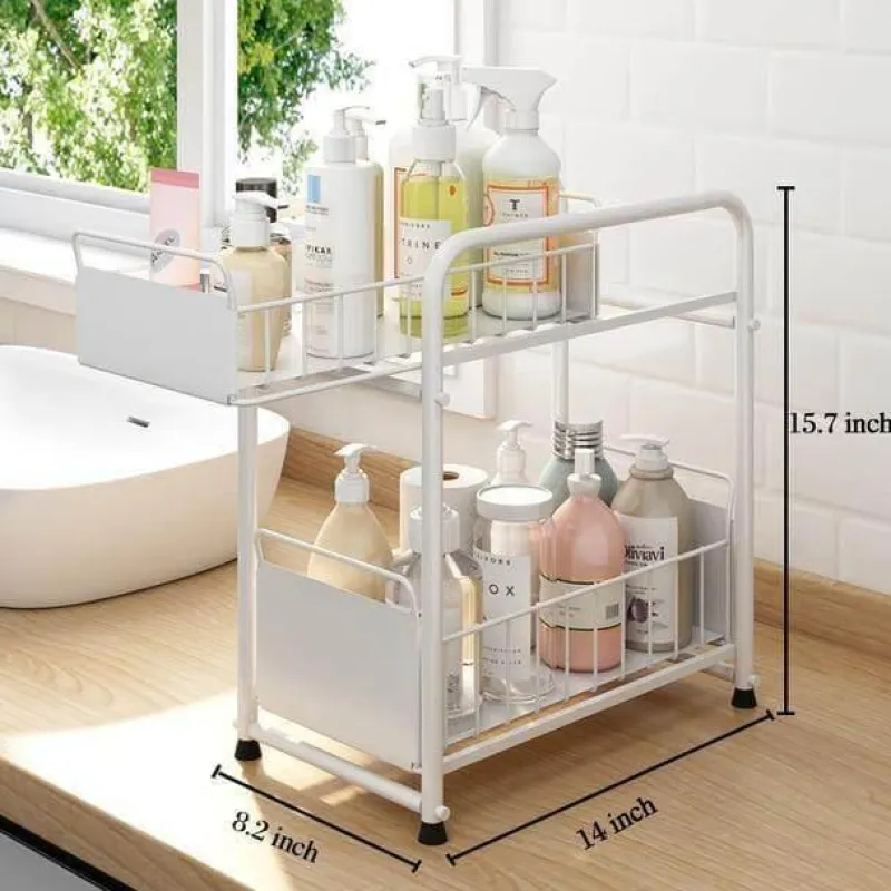 The Decor Haven Küche & Esszimmer-2-stufiger Küchen-Organizer – Ausziehbare Schubladen