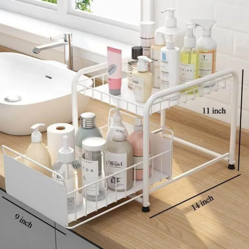 The Decor Haven Küche & Esszimmer-2-stufiger Küchen-Organizer – Ausziehbare Schubladen