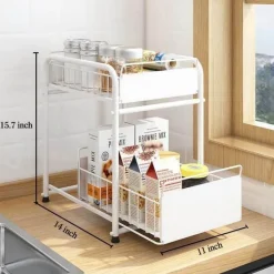 The Decor Haven Küche & Esszimmer-2-stufiger Küchen-Organizer – Ausziehbare Schubladen