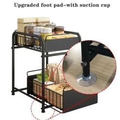 The Decor Haven Küche & Esszimmer-2-stufiger Küchen-Organizer – Ausziehbare Schubladen