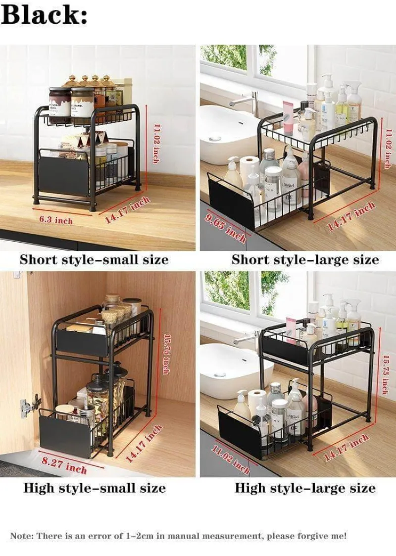 The Decor Haven Küche & Esszimmer-2-stufiger Küchen-Organizer – Ausziehbare Schubladen