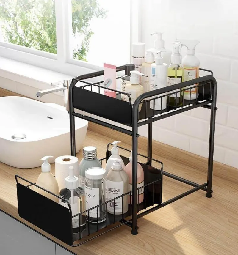 The Decor Haven Küche & Esszimmer-2-stufiger Küchen-Organizer – Ausziehbare Schubladen