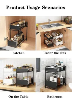 The Decor Haven Küche & Esszimmer-2-stufiger Küchen-Organizer – Ausziehbare Schubladen