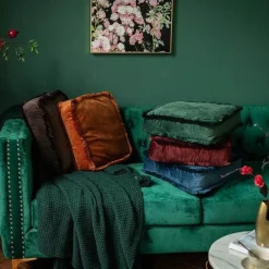 Pillow Haven Bettzeug-Stuhlkissen aus Samt für Esszimmerstühle – weiches, rutschfestes Bauernhaus-Pad