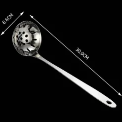 Tom Küche & Esszimmer-Suppenkelle aus Edelstahl mit langem Griff, Sieb – langlebiges Küchenutensil