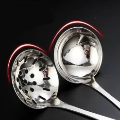 Tom Küche & Esszimmer-Suppenkelle aus Edelstahl mit langem Griff, Sieb – langlebiges Küchenutensil