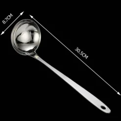 Tom Küche & Esszimmer-Suppenkelle aus Edelstahl mit langem Griff, Sieb – langlebiges Küchenutensil
