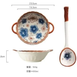 Plates u0026 More Küche & Esszimmer-Suppenschüssel aus Keramik mit Henkel – Mikrowellengeeignetes Backgeschirr für Pasta und Salat