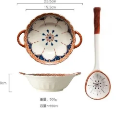 Plates u0026 More Küche & Esszimmer-Suppenschüssel aus Keramik mit Henkel – Mikrowellengeeignetes Backgeschirr für Pasta und Salat