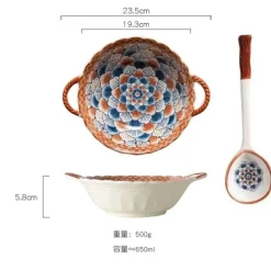 Plates u0026 More Küche & Esszimmer-Suppenschüssel aus Keramik mit Henkel – Mikrowellengeeignetes Backgeschirr für Pasta und Salat