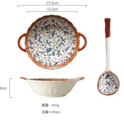 Plates u0026 More Küche & Esszimmer-Suppenschüssel aus Keramik mit Henkel – Mikrowellengeeignetes Backgeschirr für Pasta und Salat