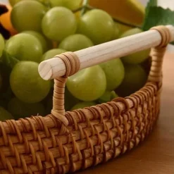 Space Savvy Küche & Esszimmer-Tablett aus natürlichem Rattan – stilvolles, dekoratives Serviertablett