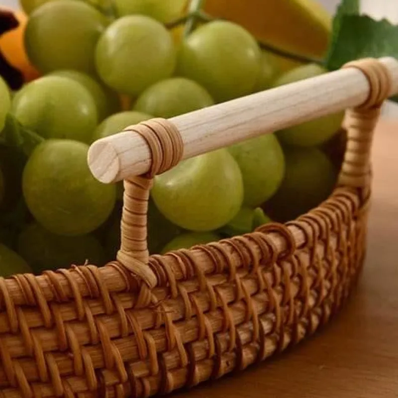 Space Savvy Küche & Esszimmer-Tablett aus natürlichem Rattan – stilvolles, dekoratives Serviertablett