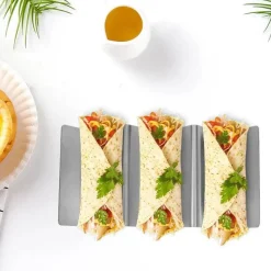 Tom Küche & Esszimmer-Taco-Halter aus Edelstahl im Wellendesign – Ständer für Lebensmittel