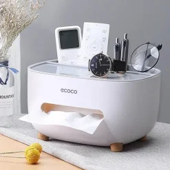 Space Savvy Küche & Esszimmer-Taschentuchspender mit Telefonhalter – Multifunktions-Taschentuch-Organizer