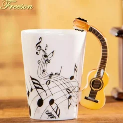 Feast u0026 Flair Küche & Esszimmer-Tasse mit Akustikgitarre – 400 ml Keramik-Kaffeetasse für Musikliebhaber