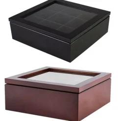 Brew Bliss Küche & Esszimmer-Teeaufbewahrungsdose aus Holz - Große Organizerbox mit Gitter